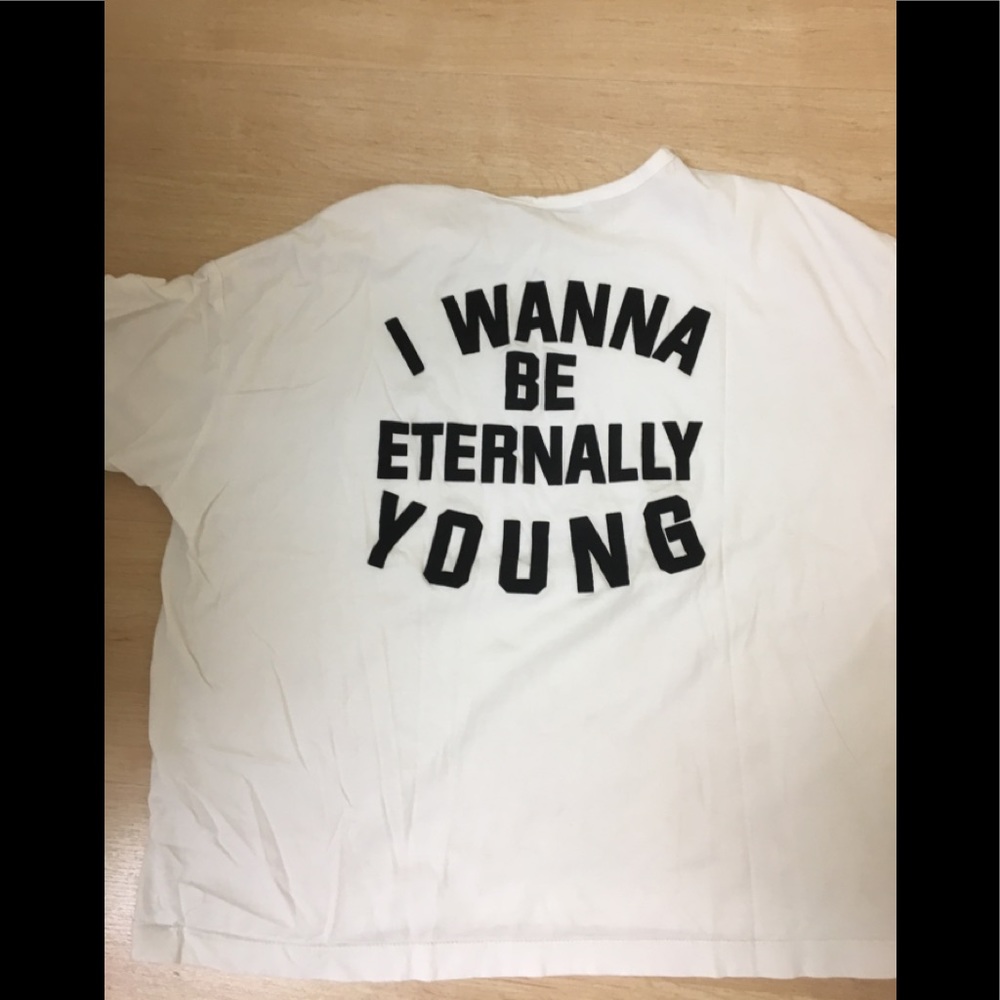 ZARA white tee with black details in back